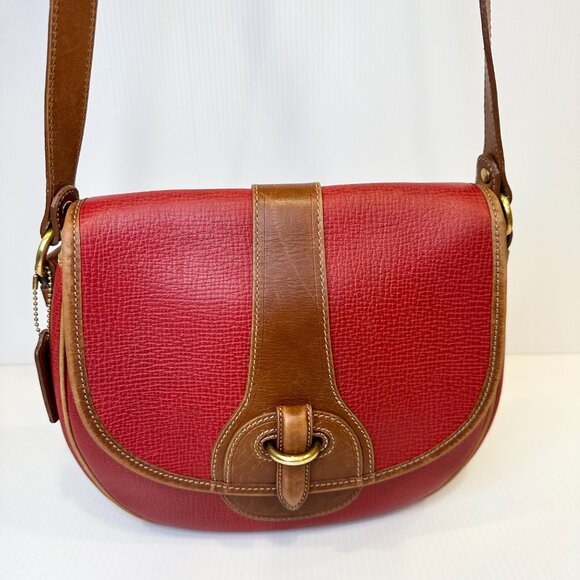 Vintage Coach DAKOTA LARIAT Made in Italy Red with Saddle Trim Rare - Picture 15 of 15